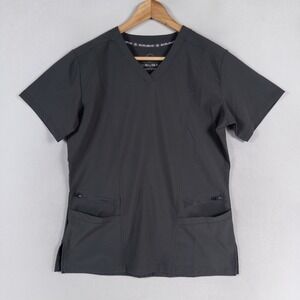 Scrubaid Women Scrub Top Medium Gray V-Neck Performance 4-Pocket Stretch Medical